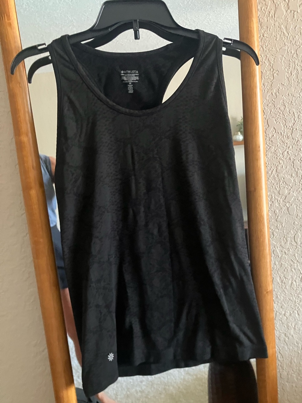 Athleta Momentum Black Racerback Tank with Subtle Texture